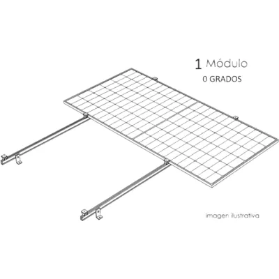 Kit Basel Sistema de Montaje Fotovoltaico Para 1 Módulo a 0° / Velocidad de Viento 170 km/h / Módulo 2.382 m x 1.134 m (7.81 ft x 3.72 ft) / Potencia 645 W