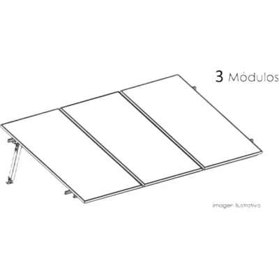 Kit Basel Sistema de Montaje Solar para 3 Módulos / Inclinación 10° / Para Módulo 645 W / Dimensiones del Módulo 2.382 m (7.8 ft) x 1.134 m (3.7 ft) / Velocidad de Viento 170 km/h / Losa Plana Una Fila