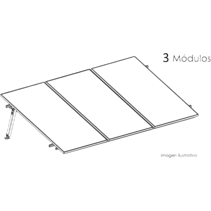 Kit Basel Sistema de Montaje Solar para 3 Módulos / Inclinación 10° / Para Módulo 645 W / Dimensiones del Módulo 2.382 m (7.8 ft) x 1.134 m (3.7 ft) / Velocidad de Viento 170 km/h / Losa Plana Una Fila