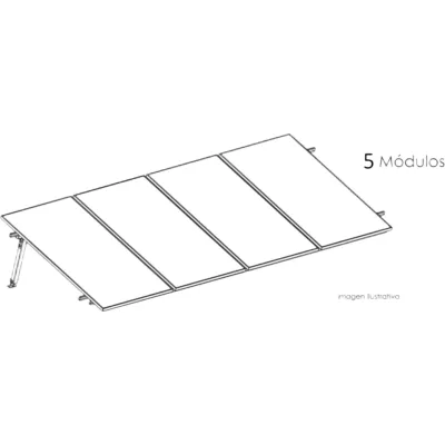 Kit Basel Sistema de Montaje Solar para 5 Módulos / Inclinación 10° / Para Módulo 645 W / Dimensiones del Módulo 2.382 m (7.8 ft) x 1.134 m (3.7 ft) / Velocidad de Viento 170 km/h / Losa Plana Una Fila