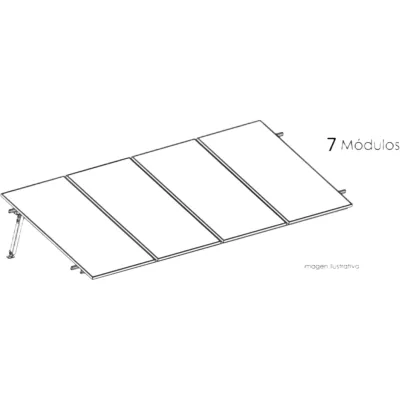 Kit Basel Sistema de Montaje Solar para 7 Módulos / Inclinación 10° / Para Módulo 645 W / Dimensiones del Módulo 2.382 m (7.8 ft) x 1.134 m (3.7 ft) / Velocidad de Viento 170 km/h / Losa Plana Una Fila