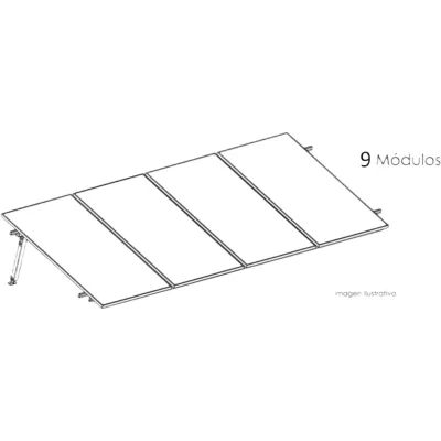 Kit Basel Sistema de Montaje Solar para 9 Módulos / Inclinación 10° / Para Módulo 645 W / Dimensiones del Módulo 2.382 m (7.8 ft) x 1.134 m (3.7 ft) / Velocidad de Viento 170 km/h / Losa Plana Una Fila