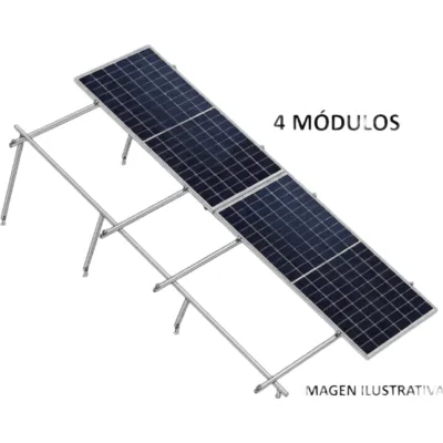Kit Basel Sistema de Montaje Solar para 4 Módulos / Inclinación 10° / Para Módulo 645 W / Dimensiones del Módulo 2.382 m (7.8 ft) x 1.134 m (3.7 ft) / Velocidad de Viento 170 km/h / Losa Plana Doble Fila