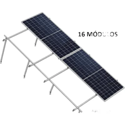 Kit Basel Sistema de Montaje Solar para 16 Módulos / Inclinación 10° / Para Módulo 645 W / Dimensiones del Módulo 2.382 m (7.8 ft) x 1.134 m (3.7 ft) / Velocidad de Viento 170 km/h / Losa Plana Doble Fila