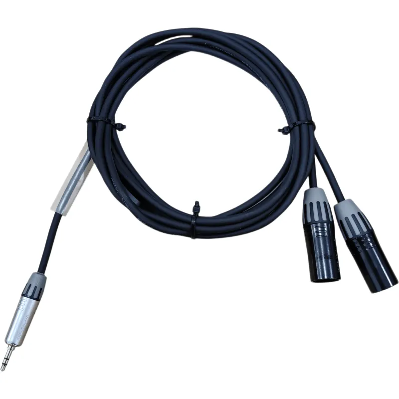 Cable de Audio | Plug 3.5mm estéreo a 2 XLR macho | Conector Seetronic Serie M MTP3C-BG - SCMM3-B | Longitud 3m