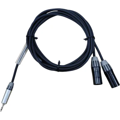 Cable de Audio | Plug 3.5mm estéreo a 2 XLR macho | Conector Seetronic Serie M MTP3C-BG - SCMM3-B | Longitud 5m