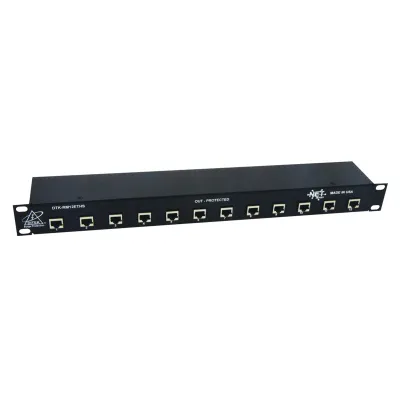 Protector de puertos IP de 12 Canales para uso en CAT5e, CAT6 y CAT6A.
