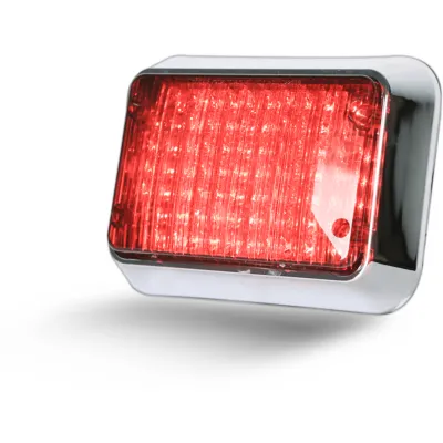 CD3 Connect Luz de Advertencia 8.4 x 6 Pulgadas, Rojo, Lente Transparente, Bisel Cromado