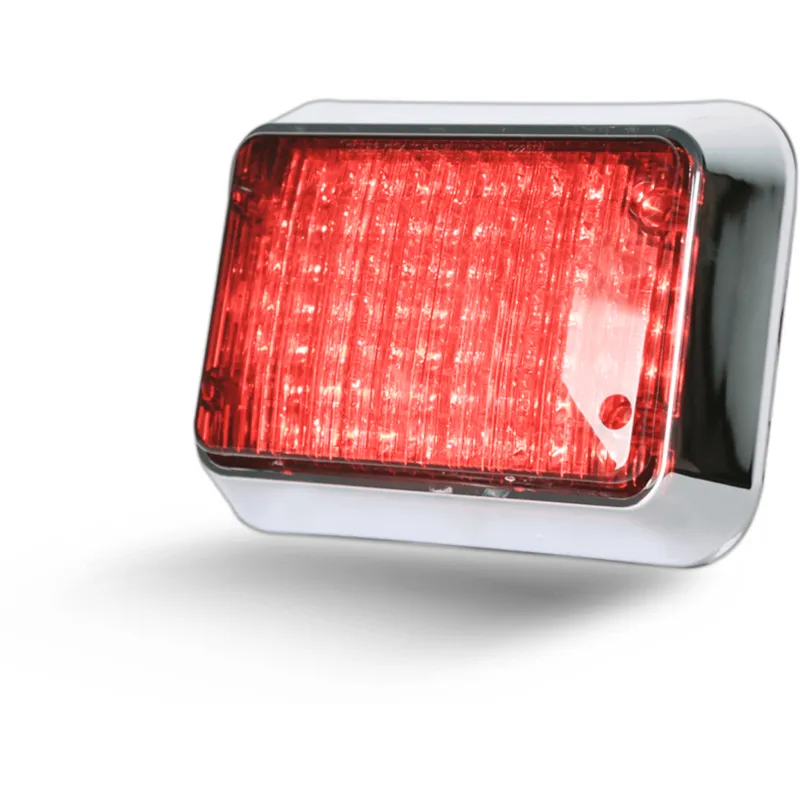 CD3 Connect Luz de Advertencia 8.4 x 6 Pulgadas, Rojo, Lente Transparente, Bisel Cromado