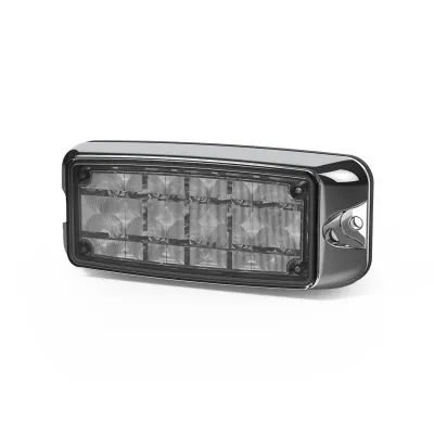 Luz de Advertencia de 5x2 Pulgadas 10 LED, Rojo/Azul, Lente Transparente, Bisel Cromado
