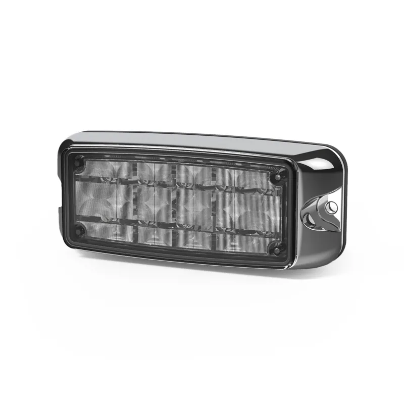 Luz de Advertencia de 5x2 Pulgadas 10 LED, Rojo/Azul, Lente Transparente, Bisel Cromado