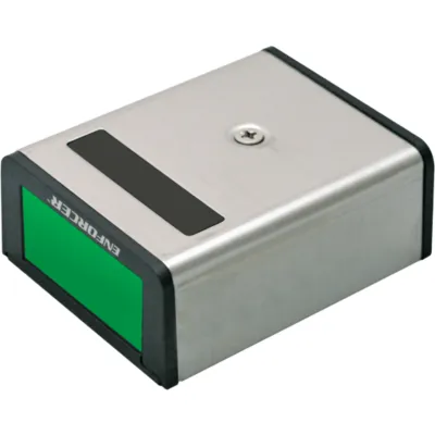 Botón / Interruptor de Liberación de Puerta / Reed Switch de Alta Confiabilidad / Relevador NO/NC/COM / 0.2 A @ 12 VDC / Botón Verde y Rojo Reemplazable / Cubierta de Acero Inoxidable / Terminales de Tornillo / Montaje Bajo Escritori