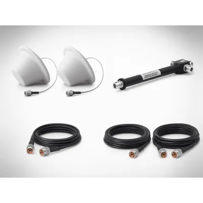 Kit de 2 Antenas Omnidireccional tipo Domo y Divisor de Potencia de 3 salidas / Jumpers Coaxiales de 3 m y dos de 15 m con conectores N macho