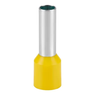 Conector Ferrule | 10AWG | 6mm² | Conductor Latón Estañado | Aislamiento PVC Amarillo | 25 Piezas por Bolsa
