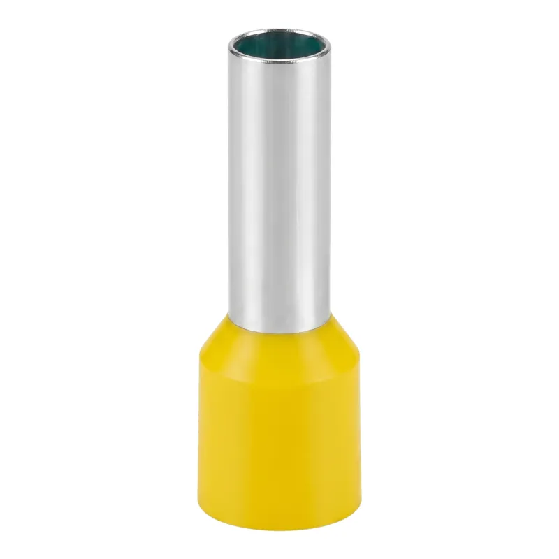Conector Ferrule | 10AWG | 6mm² | Conductor Latón Estañado | Aislamiento PVC Amarillo | 25 Piezas por Bolsa