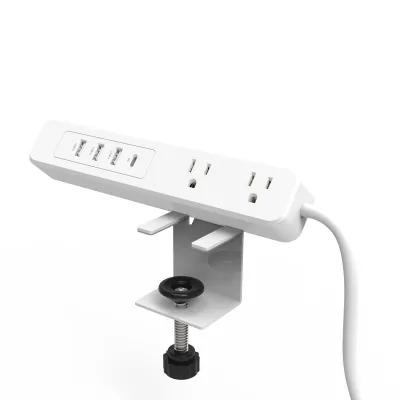 Multicontacto con Montaje para Escritorio / Carga Rápida para 65 W / 2 x Nema 5-15P / 3 x USB-A (5V @3A) / 1 x USB-C (65W)
