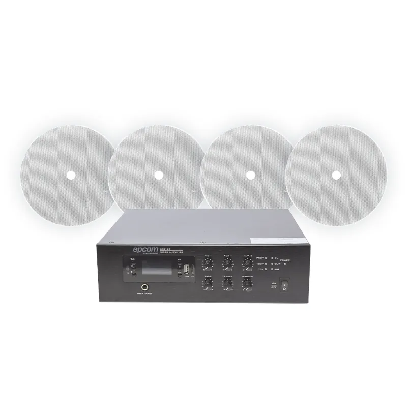KIT de Amplificador de 120W para Escritorio | 4 Altavoces 6" | Montaje en Techo | 20W | 70/100V