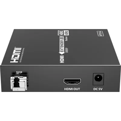 Receptor HDMI sobre IP | 4K60Hz | Fibra Óptica 40 km (24.85 mi) | 18 Gbps | HDMI 2.0 | HDCP 1.4/2.2 | IR | Protección ESD