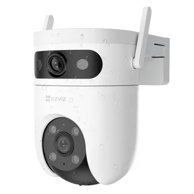 Cámara IP WiFi 6 (Doble Banda 2.4 GHz y 5 GHz) PT Dual-Lente / 3K (5mp + 5mp) / Visión Nocturna Color Hasta 40m / Detección IA Humano-Vehículo / Seguimiento Automático / Defensa Activa con Sirena y Luz Estroboscóp