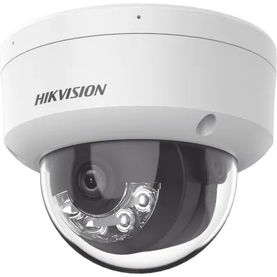 [Dual Light] Domo IP 2 Megapixel / Lente 2.8 mm / 30 mts IR + 30 mts Luz Blanca / Micrófono Integrado / Antivandálico IK08 / ACUSENSE Lite / Exterior IP67 / H.265 / PoE / ONVIF / Micro SD