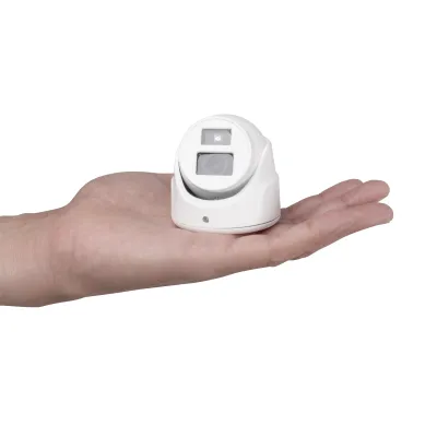 Ultra Mini Turret TURBO 2 Megapixel (1080p) / Gran Angular / Lente 2.8 mm / 20 mts IR EXIR / Exterior IP67 / 4 Tecnologías (TVI / AHD / CVBS) / dWDR / Color Blanco
