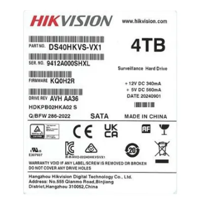Disco Duro para Videovigilancia 3.5" 4 TB / Hikvision / 5400 RPM / SATA / Recomendado para NVRs HIKVISION