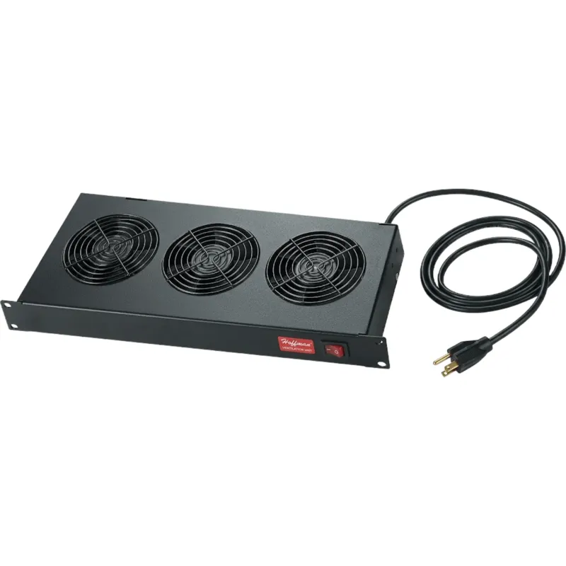 Charola con Ventiladores para Rack 19 in (48.3 cm) / 1U / 3 Ventiladores / 45W / 100-120V AC / Acero Negro RAL 9005
