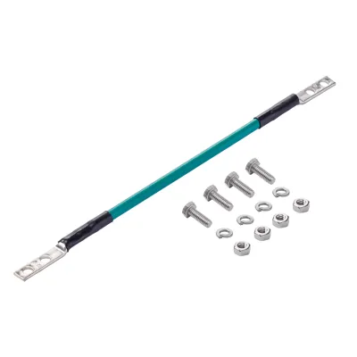 Kit de Jumper de Tierra Física, de Cobre 6 AWG, Fabricado con Aislamiento THW y Terminales de Dos Orificios en Cada Extremo, 30 cm de largo