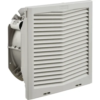 Ventilador con Filtro de Montaje Lateral HF13 / Flujo de Aire 149 CFM (253 m³/h) / 115 Vca / Gris Claro RAL 7035 / Instalación Click-Fit sin Herramientas / Rejilla con Bisagras / Type 12