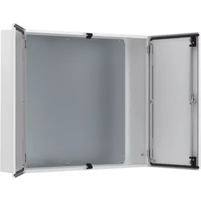 Gabinete de Doble Puerta MAD / 1000 x 1000 x 300 mm (39.37 x 39.37 x 11.81 in) / NEMA Tipo 12 / IP55 / IK10 / Acero Dulce 1.5 mm / Placa de Montaje Incluida / Gris Claro RAL 7035