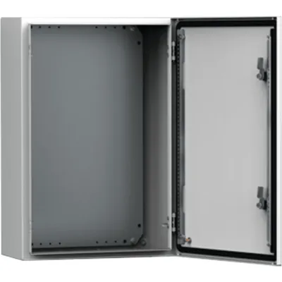 Gabinete Mural MAS 400 x 400 x 210 mm (15.7 x 15.7 x 8.3 in) / IP66 / NEMA 4/12/13 / IK10 / Acero Dulce 1.5 mm / Platina de Montaje Incluida / Color Gris Claro RAL 7035