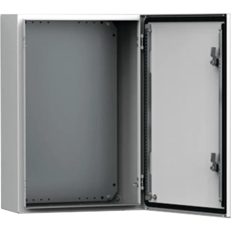 Gabinete Mural MAS 500 x 500 x 210 mm (19.7 x 19.7 x 8.3 in) / IP66 / NEMA 4/12/13 / IK10 / Acero Dulce 1.5 mm / Platina de Montaje Incluida / Color Gris Claro RAL 7035