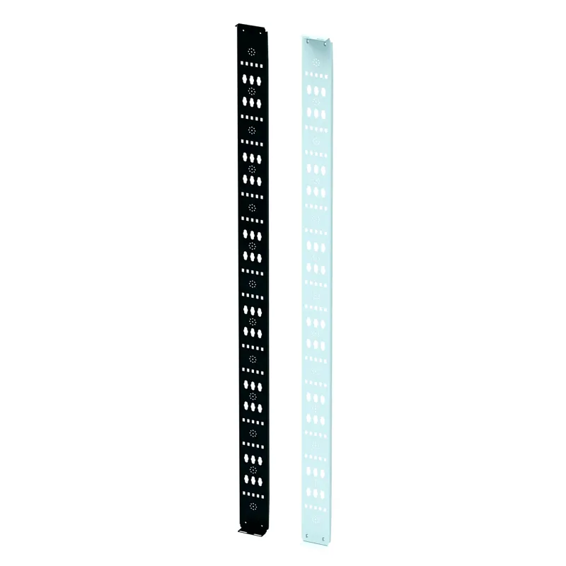 Organizador Vertical para Amarre de Cables / Acero Dulce / 2068 x 122 x 19 mm (81.4 x 4.8 x 0.75 in) / Negro Intenso RAL 9005 / Montaje sin Herramientas / Compatible con Accesorios de Gestión