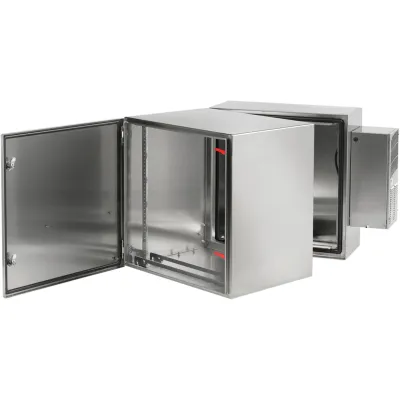 Gabinete de Pared ProTek Hoffman / Doble Bisagra / Puerta Sólida / 12 UR / Acero Inoxidable SS304 Cepillado / NEMA 4 4X 12 / IP66 IK10 / 62.1 x 60 x 71 cm (24.5 x 23.6 x 28 in)