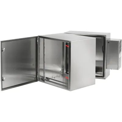 Gabinete ProTek Doble Bisagra / Puerta Sólida con AC / 36x24x28 in (922x600x710 mm) / Acero Inoxidable SS304 Cepillado / NEMA 4 4X 12 / IP66 IK10