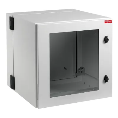 Gabinete Industrial ProTek de 8 UR Puerta con Ventana de 434 x 600 x 380 mm, Protección NEMA Tipo 12; IP55; IK10, Abatible, Fabricado en Acero, Color Gris Claro