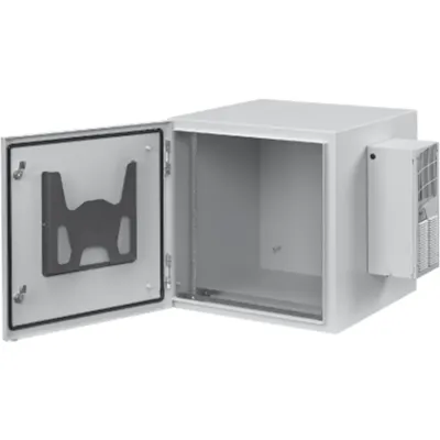Gabinete Industrial ProTek de 26 UR de 1235 x 600 x 610 mm Puerta Sólida Con Aire Acondicionado / Protección NEMA Tipo 4/12; IP66, Fabricado en Acero Color Gris Claro