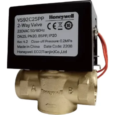 Válvula de control eléctrica de 2 vías con retorno por resorte para fan coil, DN25, conexión BSPT, 220 V CA