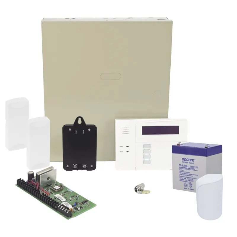 Kit de panel de alarma híbrido con teclado y receptor inalámbrico integrado, contactos magnéticos y sensor de movimiento inalámbricos