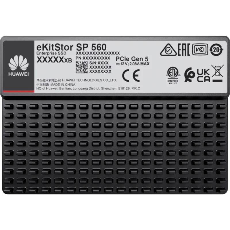 Unidad de Estado Sólido (SSD Huawei eKitStor SP 560) Empresarial de 7.68 TB / NVM2 2.0 / U.2 de 2.5'' / PCle 5.0 / 14,800 MB/s Lectura / 11,000 MB/s Escritura / Almacenamiento empresarial y big data