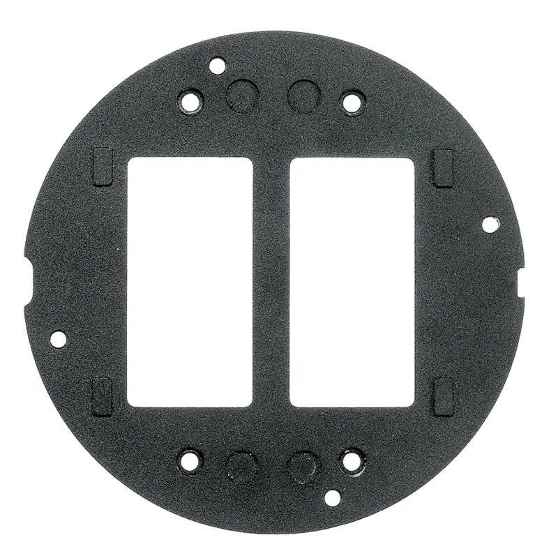 Sub-Placa / Doble Apertura Decorador / Aluminio Fundido / Acabado Negro en Polvo / 136.1 x 136.1 x 58.7 mm /Aplicaciones Multi-Servicio de Gran Capacidad / Instalación Empotrada.