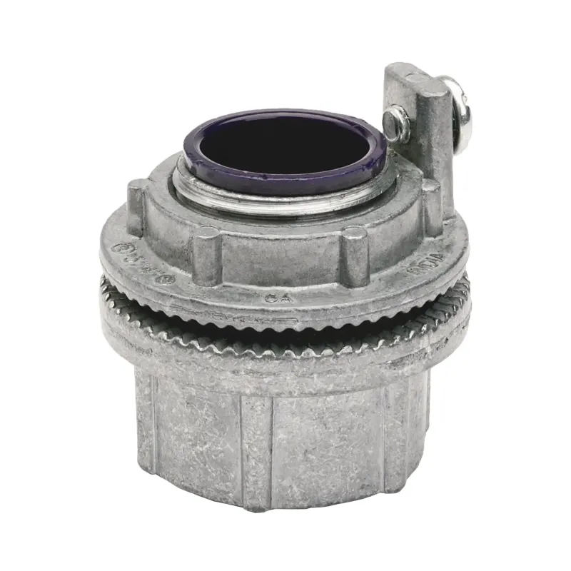 Conector Myers de Aluminio de 1 1/4" con tornillo de puesta a tierra, disponible para Áreas Peligrosas Clase 1 División 2 de acuerdo con NEC 501.10.