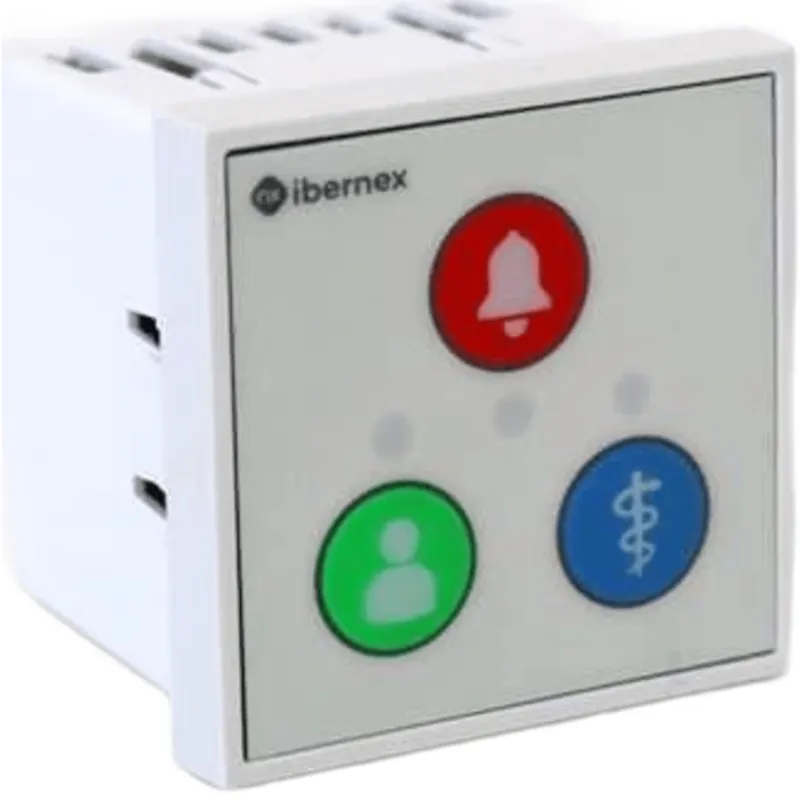 Módulo de 3 Botones para Empotrar / Lector RFID 125KHz Integrado / Teclas Iluminadas Roja, Verde y Azul / Realimentación Táctil y Audible / Comunicación RS485 / Membrana Protectora Sanitaria