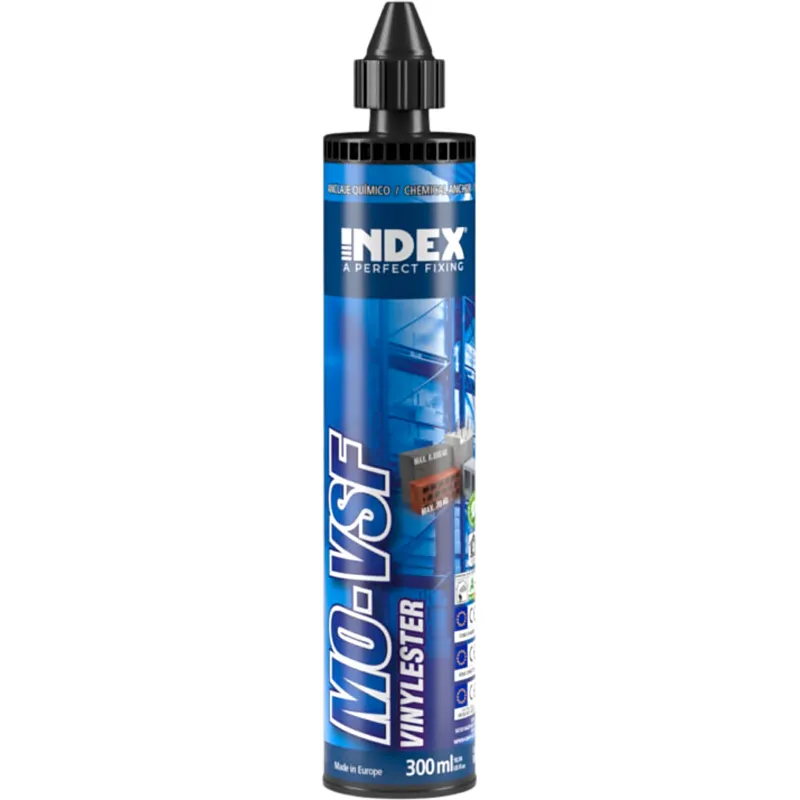 Anclaje Químico Vinylester sin Estireno de 300 ml / Para Hormigón No Fisurado / Espárrago M8-M24 / Armaduras Ø8-Ø16 / Temperatura -40°C a +80°C / Uso Interior y Exterior.