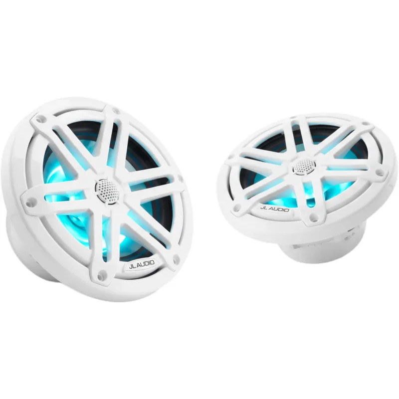 Par de Bocinas Náuticas JL Audio M3 6.5" / Coaxial / LED RGB / Rejilla Deportiva Blanca / 60 W RMS / 89.5 dB / 55 Hz-25 kHz / 4 Ω / Tweeter Cúpula de Seda