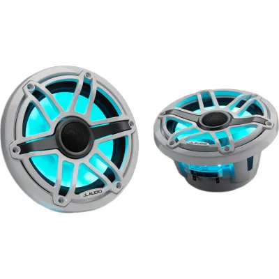 Par de Bocinas Náuticas / 7.7" Coaxial / 100 W RMS / LED Transflective™ / Rejilla Deportiva Blanca / 4 Ω / 91 dB / 45 Hz-25 kHz