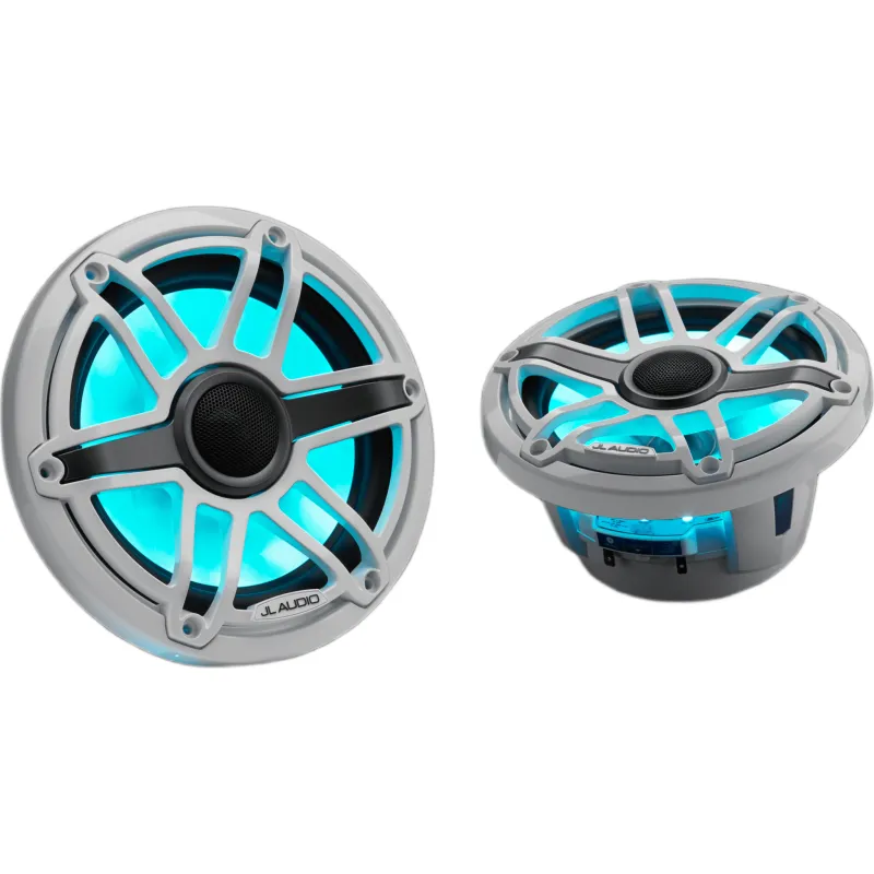 Par de Bocinas Náuticas / 7.7" Coaxial / 100 W RMS / LED Transflective™ / Rejilla Deportiva Blanca / 4 Ω / 91 dB / 45 Hz-25 kHz