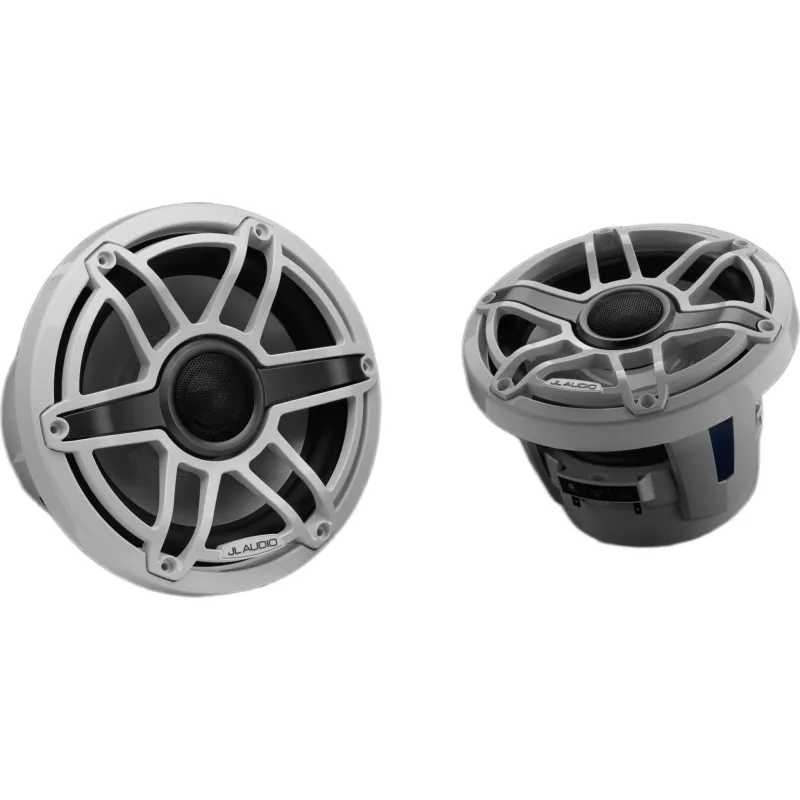 Par de Bocinas Náuticas Coaxiales 8.8" (224 mm) / 125 W RMS / 90.5 dB / 38 Hz-20 kHz / 4 Ω / Polipropileno con Mica / Tweeter Cúpula de Seda / Rejilla Deportiva Blanca
