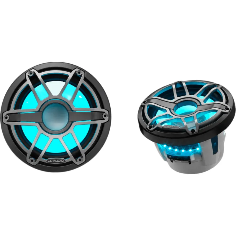 Subwoofer Náutico 8" / 200 W RMS / 4 Ohm / Iluminación LED Transflective™ / Rejilla Deportiva de Titanio / Deflector Infinito o Caja Cerrada / Marino