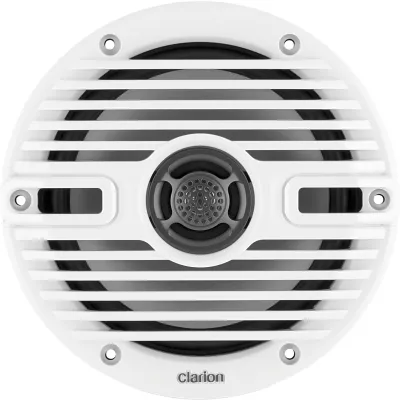 Par de Altavoces náuticos Clarion® CMS 6.5" / 30 W RMS / 4 Ohmios / 87 dB / 55 Hz-20 KHz / RGB LED / Blanco y Negro Clásico